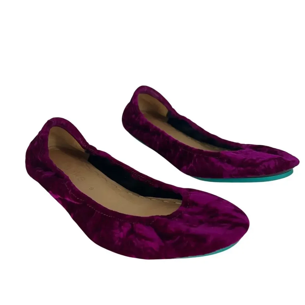 Tieks Tyrian Purple Crushed Velvet Ballet Flats Limited Edition 9 - Picture 5 of 13
